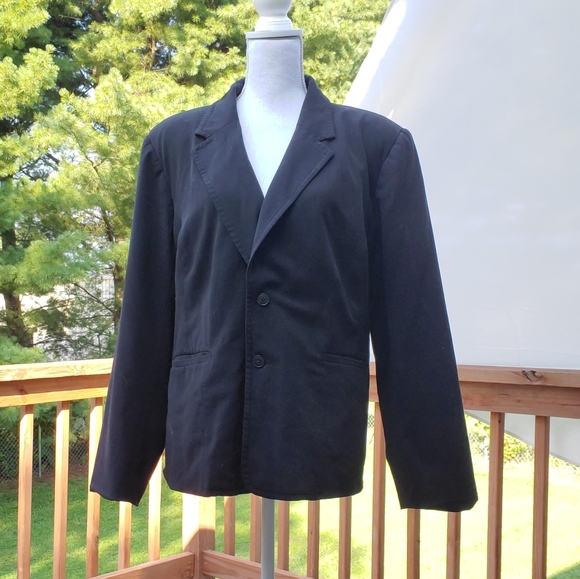 Black shoulder pad suit jacket coat blazer - Picture 1 of 7